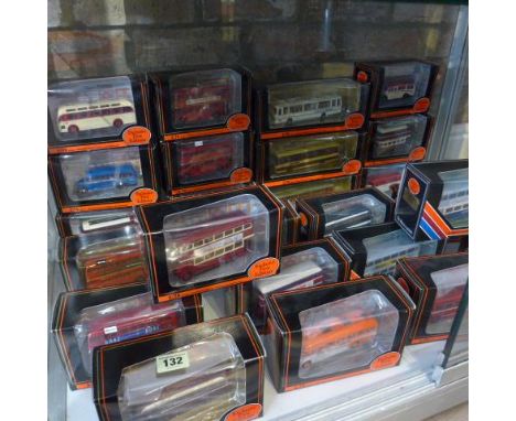 A collection of 25 boxed Exclusive First Edition diecast buses - all good, plastic cover to one split 