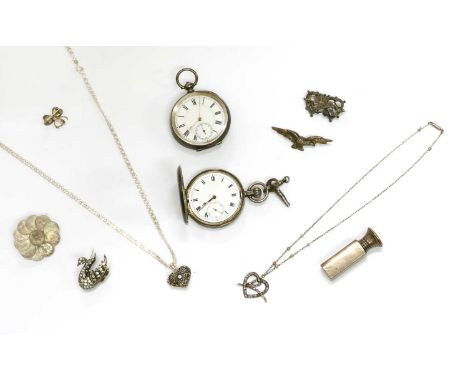 A quantity of silver and costume jewellery, to include a silver key wound open-faced pocket watch, marked 0.935, a sterling s