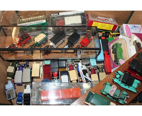 Five Corgi die-cast model motor vehicles including an Arrow Red Land Rover and two Lledo Trackside transport 00 scale model r