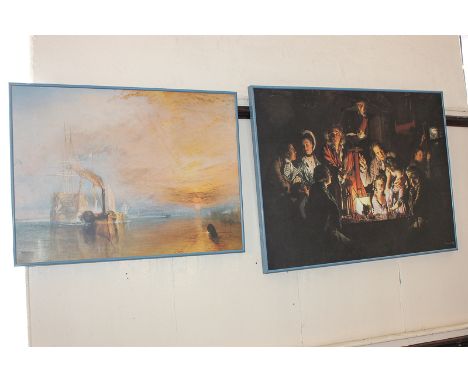 Two coloured prints, after Joseph Wright of Derby (1819-1909), An Experiment on a Bird in an Air Pump, and after J M W Turner