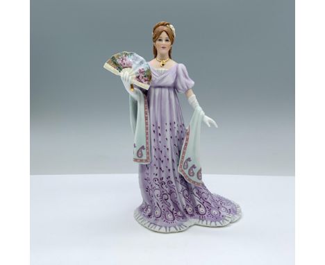 Matte porcelain lady figurine featuring lavender coloration with finely painted floral detail and gilt highlights. Lenox back