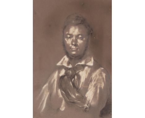 Early 19th Century Portrait of an African American Male, Chalk with White and Red Highlights, Signed Lower Left Sight Size: 1