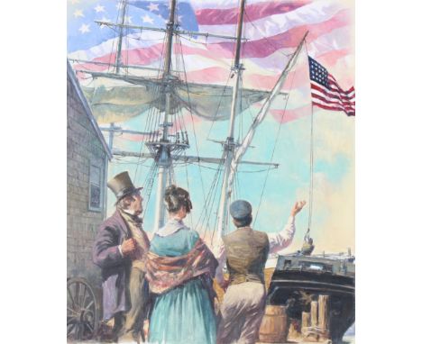 Dennis Lyall (American, B. 1946) "Flag First Praised As "Old Glory"" Signed lower center. Original Oil painting on Canvas. Pr