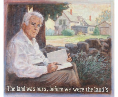 David K Stone (Oregon, 1922 - 2001) "Robert Frost" Signed lower right. Original Oil painting on Masonite. Provenance: Collect