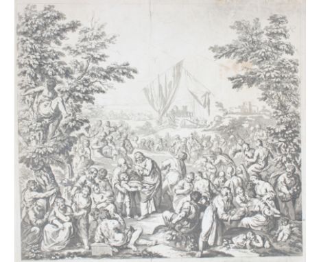 Paolo Farinati (Italian 1524-1606) "The Multiplication of Bread and Fish", ca. 1603, Etching; signed and inscribed in plate. 