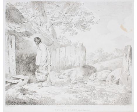 Thomas Williamson (English 1758-1817) Rustic Cares Etching with stipple engraving1805 Singed and inscribed in the plate Sheet