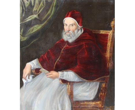 17th/18th Century Italian School Portrait of Pope Gregory XIII. Oil on Canvas. Sight Size: 53 x 42 in.