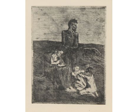Pablo Picasso (1881 - 1973) Les Pauvres from "La suite des Saltimbanques" etching, on Van Gelder paper, 1905, Baer's second (
