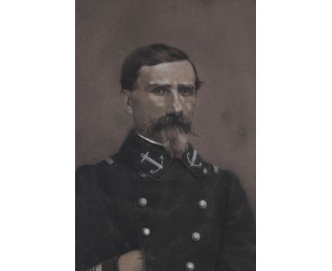 19th Century Portrait of a Naval Officer, Charcoal with White Highlights, Unsigned Sight Size: 13.75 x 9 5/8 in. Overall Size