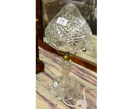 A cut glass mushroom lamp 