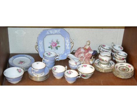 A Spode maritime rose tea service; a Paragon Tree of Kashmir tea service; and a Royal Doulton figure 