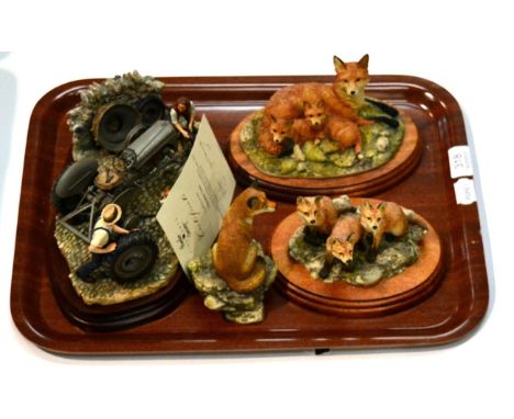Border Fine Arts ''Changing Times'', model No B0912; together with three fox models ''Sitting Fox'', model No 146 and ''First