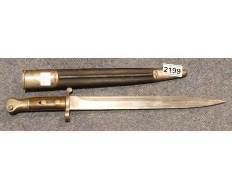 WWII bayonet stamped WD42 with metal and leather scabbard. P&amp;P Group 3 (£25+VAT for the first lot and £5+VAT for subseque