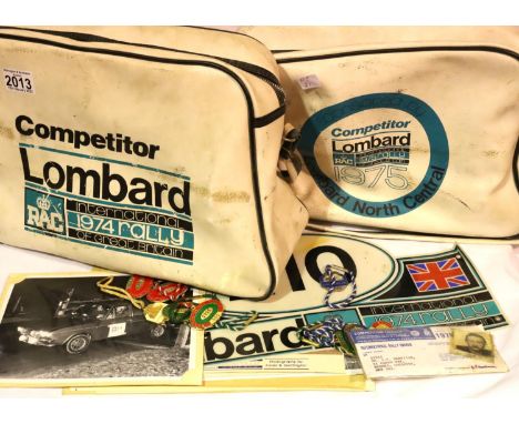 RAC 1974 and 1975 Lombard Rally shoulder bags (2), photographs, ephemera etc. P&amp;P Group 3 (£25+VAT for the first lot and 