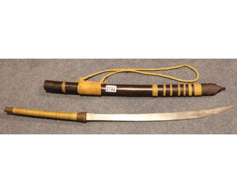 DHA Burmese sword with scabbard. P&amp;P Group 3 (£25+VAT for the first lot and £5+VAT for subsequent lots) 