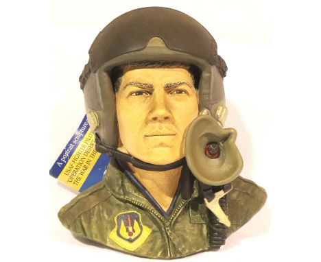 Bossons of Congleton, a painted plaster wall mask, USAF fighter pilot of Operation Desert Storm with tags.  P&amp;P Group 2 (