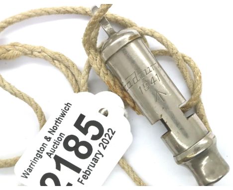 WWII British whistle marked Stadium Ltd 1941, with broad arrow. P&amp;P Group 1 (£14+VAT for the first lot and £1+VAT for sub