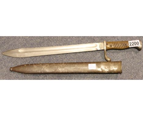 F Koeller German bayonet with metal scabbard. P&amp;P Group 3 (£25+VAT for the first lot and £5+VAT for subsequent lots) 