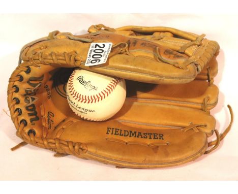 Wilson field master American baseball mitt with a Rawlings Official League baseball. P&amp;P Group 2 (£18+VAT for the first l