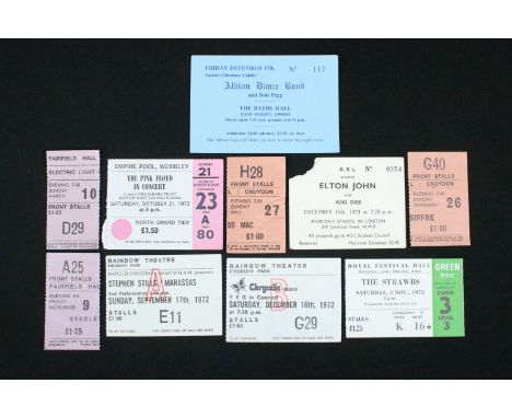 Memorabilia - 10 1970’S ticket stubs to include: Pink Floyd 1972, Fleetwood Mac 1970’s, Elton John 1973, Stephen Sills Manass