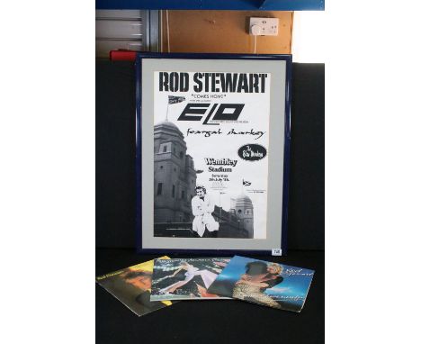 Memorabilia - Framed Rod Stewart poster for Wembley Stadium July 5th 1986 with support from ELO, Feargal Sharkey and The Blow