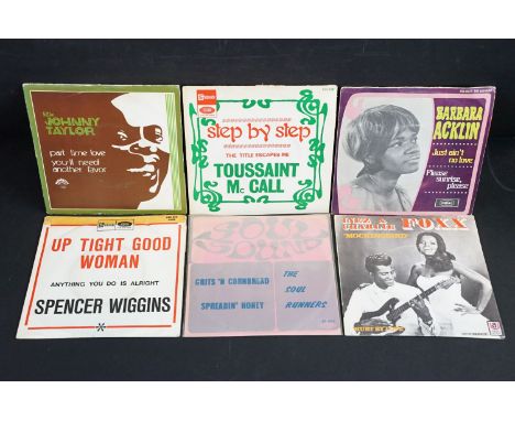 Vinyl - Soul - 6 foreign pressing 7” singles to include: Barbara Acklin – Just Ain't No Love (Coral – 59507, French), Toussai