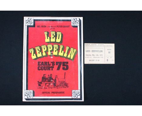 Memorabilia - Led Zeppelin programme and ticket for Earls Court 1975 