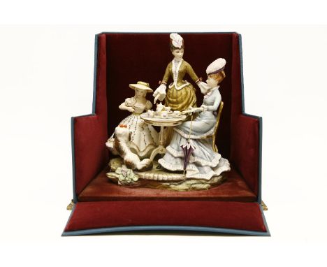 A Royal Worcester porcelain group 'The Tea Party' 60/250, in original box with certificate, 21cm high