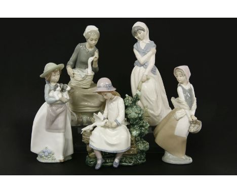 Five Nao figures of young girls, longest 27cm high