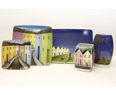 Five pieces of Royal Worcester, Paul Horton ceramics comprising of three plates, 'Follow Me Around Every Corner', 'Black in T