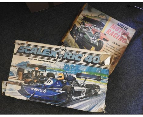 A vintage Scalextric 400 set, together with an Airfix motor racing set