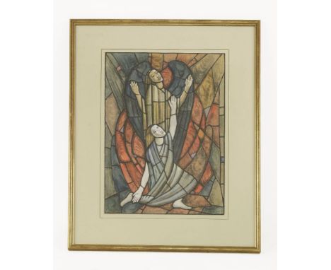 Thomas Symington Halliday (1902-1998)'A CREATION, LET THEIR BE LIGHT' - STUDY FOR A STAINED GLASS WINDOWSigned l.r., watercol
