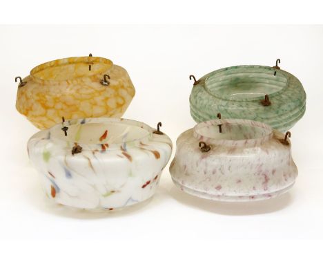 Four mottled glass hanging light shades