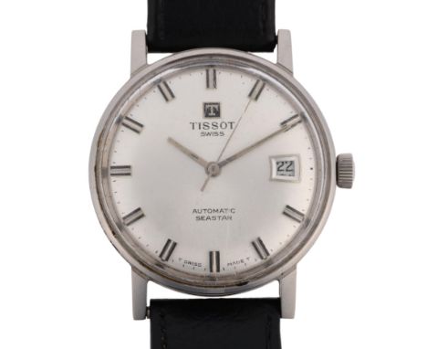 TISSOT - a stainless steel Seastar automatic calendar wristwatch, ref. 43520, silvered dial with applied baton hour markers, 