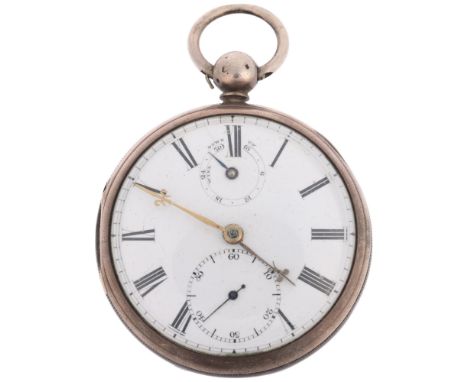 A 19th century silver-cased open-face key-wind pocket watch, by J Norbury of Liverpool, white enamel dial with Roman numeral 