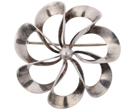NIELS ERIK FROM - a Danish modernist sterling silver flowerhead openwork brooch, 39.1mm, 6.5g Condition Report: No damage or 