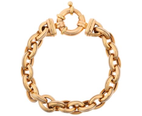 An 18ct gold hollow hoop link chain bracelet, 19cm, 26.1g Condition Report: No damage or repair, only light surface wear, cla