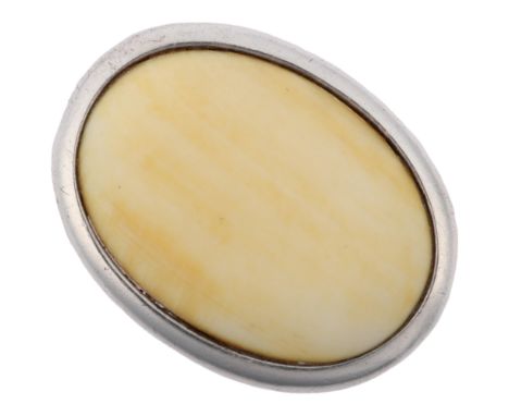 NIELS ERIK FROM - a Danish modernist sterling silver marine ivory dress ring, setting height 28.7mm, size O, 11.2g Condition 