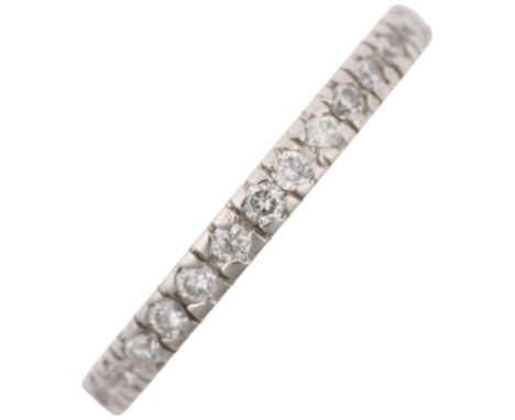 A modern platinum diamond full eternity ring, set with modern round brilliant-cut diamonds, total diamond content approx 0.25