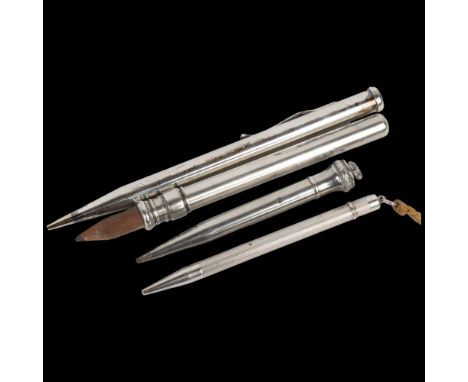Various propelling pencils, including Sampson Mordan &amp; Co unmarked example, 9cm, sterling Yard-O-Led boxed example, etc (