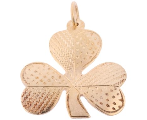 An Irish 9ct gold novelty shamrock charm/pendant, maker O'C2, Dublin 1967, 23.8mm, 4.4g Condition Report: No damage or repair