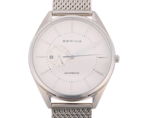 BERING - a stainless steel automatic bracelet watch, ref. 16243-000, white dial with applied baton hour markers, luminous pen