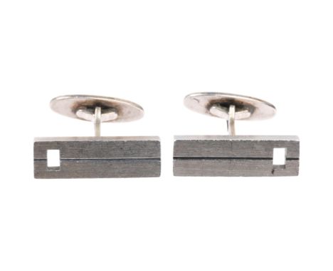 NIELS ERIK FROM - a pair of Danish modernist sterling silver block cufflinks, 25.8mm, 20.8g Condition Report: No damage or re