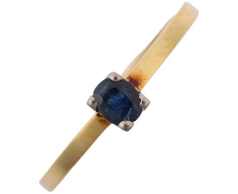 A Continental 18ct gold solitaire sapphire ring, sapphire measures approx 4.09 x 3.31 x 1.84mm, size M, 1.8g Condition Report