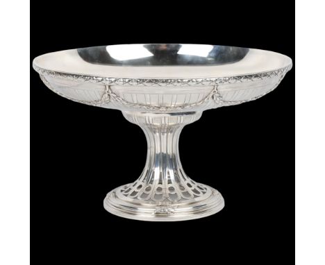 An Antique French Neoclassical Revival silver pedestal bowl and stand, August Leroy &amp; Cie, Paris circa 1900, circular for