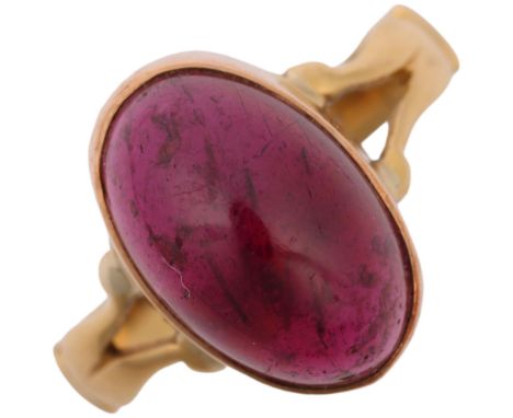 An Antique carbuncle garnet ring, apparently unmarked, setting height 12.8mm, size L, 2.7g Condition Report: General wear to 