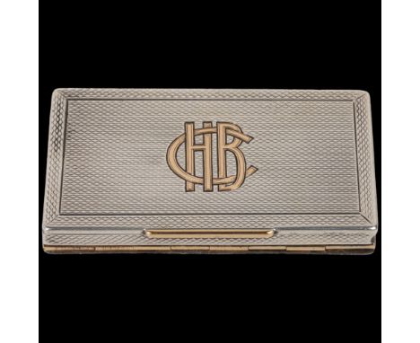 An Art Deco George V novelty silver and gold inlaid 'Trick' dual opening Vesta case, Alfred Clark, London 1919, rectangular f