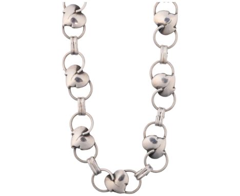 NIELS ERIK FROM - a Danish modernist sterling silver leaf openwork panel necklace, 42cm, 21.3g Condition Report: No damage or