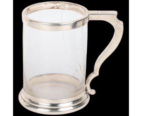 Capture Of Canton - a Victorian Scottish silver-mounted glass tankard mug, J&amp;S Marshall, Edinburgh 1861, the silver rim e