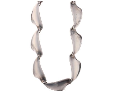 AARRE & KROGH - a Danish modernist sterling silver wave panel necklace, 38cm, 33.3g Condition Report: No damage or repair, on